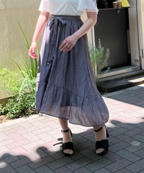 Frill Vintage Satin Skirt(Grey-F)