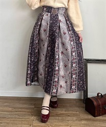 Coodle rose pattern Skirt(Dark brown-F)