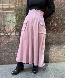 Center Zip Military Skirt(Lavender-F)