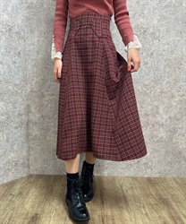 Corset -style check pattern Skirt(Wine-F)