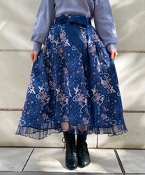 Ice rose pattern Skirt(Navy-F)