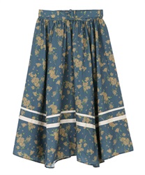 Fragrant olive pattern Irregular skirt(Blue-Free)