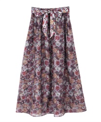 Flower pattern organdy skirt(Purple-Free)