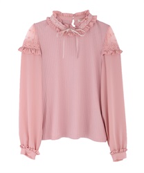 Lacy design pullover(Pale pink-Free)