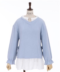 Shirt layered pullover(Saxe blue-F)