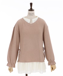 Shirt layered pullover(Beige-F)