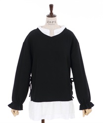 Shirt layered pullover(Black-F)
