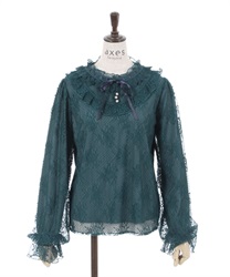 Rose lace frill  Tops(Blue green-F)