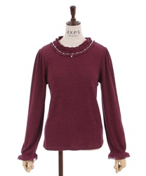 Frilled cut Pullover(Wine-F)