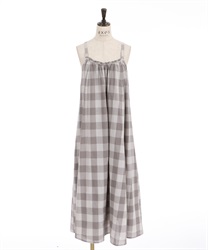 Block check pattern Camisole Dress(Greige-F)