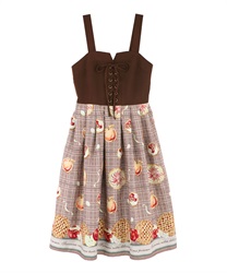 Apple pie lace-up dress(Brown-Free)
