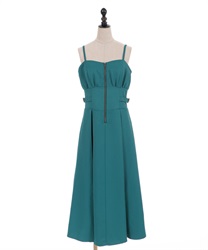 Slit pleated design dress(Green-Free)