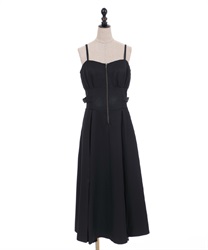 Slit pleated design dress(Black-Free)