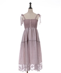 Shiring lace cami Dress(Purple-F)