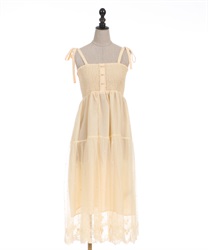 Shiring lace cami Dress(Yellow-F)
