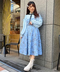 Jui style story pattern Dress(Saxe blue-F)