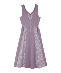 Lacy embroidery jumper skirt(Lavender-Free)