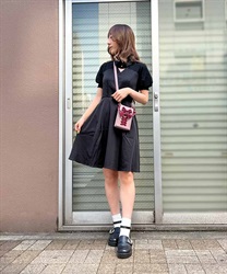 Lace switching cutout Dress(Black-F)