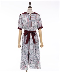 French Marine Pattern Sailor Dress(Red-F)