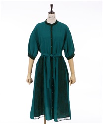 Lace switching shirt Dress(Blue green-F)