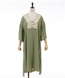 China button Long Dress(Green-F)