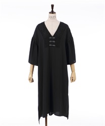 China button Long Dress(Black-F)