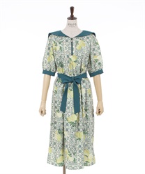Lemon x tile pattern sailor Dress(Green-F)