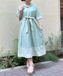 Lace switching color schistle Dress