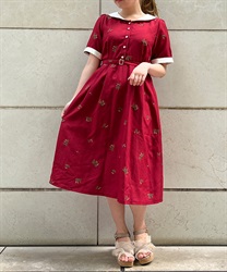 Cherry embroidery Dress(Red-F)