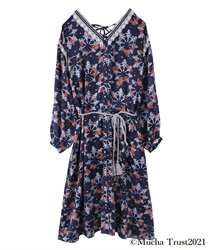【Time Sale】Mucha/ gown one-piece(Navy-Free)