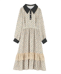 【Time Sale】Fragrant olive pattern dress(Beige-Free)