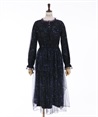 Sweet pea pattern tulle dress(Black-F)