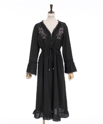 SAJOU flower embroidery gown(Black-F)