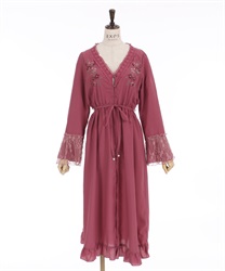 SAJOU flower embroidery gown(Pink-F)