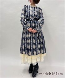 Rose Leuru pattern Dress(Navy-F)