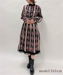 Rose Leuru pattern Dress(Black-F)