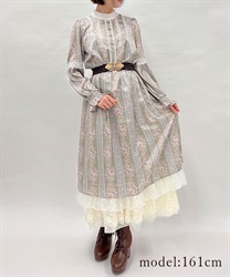 Rose Leuru pattern Dress(Greige-F)