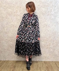 Berry pattern long Dress(Black-F)