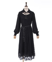 Lace Dress with collar(Black-F)