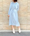 Lace switching shirt Dress(Saxe blue-F)