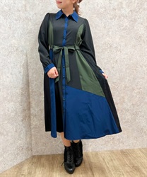 Lace switching color scheme Dress(Black-F)