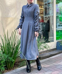 Drost sleeve high waist Dress(Grey-F)