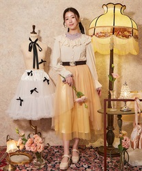 High waist tulle Dress(Yellow-F)