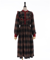 Pleated retro dress(Black-Free)