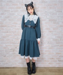 Sister Dress with embroidery collar(Green-F)