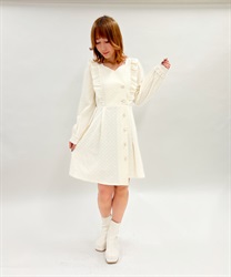Heart Jacquard Mini Dress(Ecru-F)