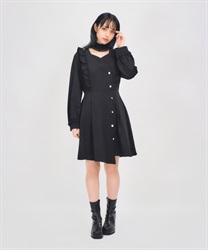 Heart Jacquard Mini Dress(Black-F)