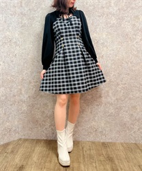 Cut -out design mini Dress(Black-F)