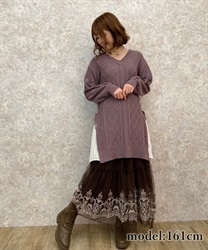 【Time Sale】Side pleated knit tunic