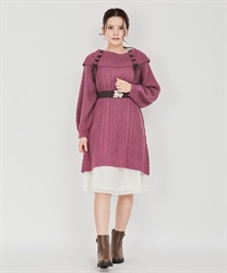 W Braided knit tunic(Pink-F)